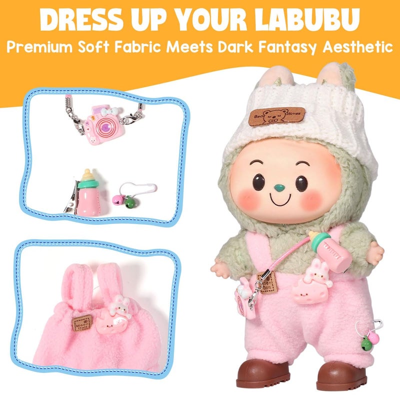 AICase for 17cm Doll Clothes/Outfit,Clothing Set for 17cm Doll,3 Piece Set Hat Clothing,Boys and Girls Stylish Adorable Clothes Accessories _Pink-16 - Image 3